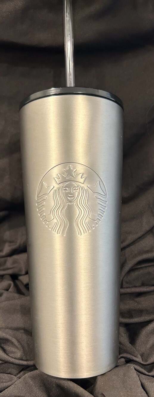 Starbucks Stainless Steel Silver Siren Logo Cold Cup Tumbler 24 oz